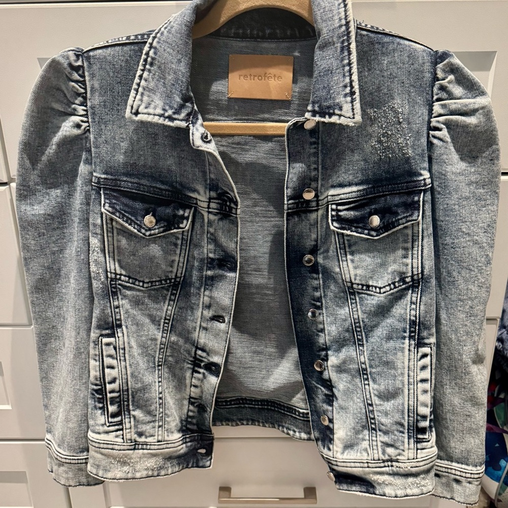 Retrofete Blue Denim Jean Jacket with Vintage Wash